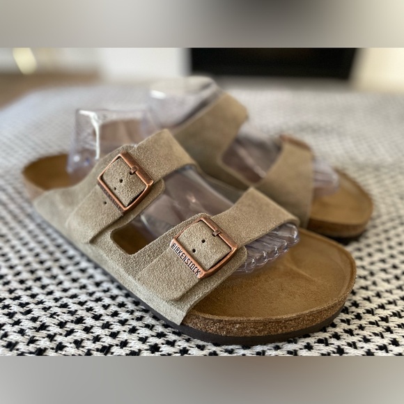 Birkenstock Arizona Sandals Suede Taupe Mens Size 14 / 47 - Picture 2 of 10